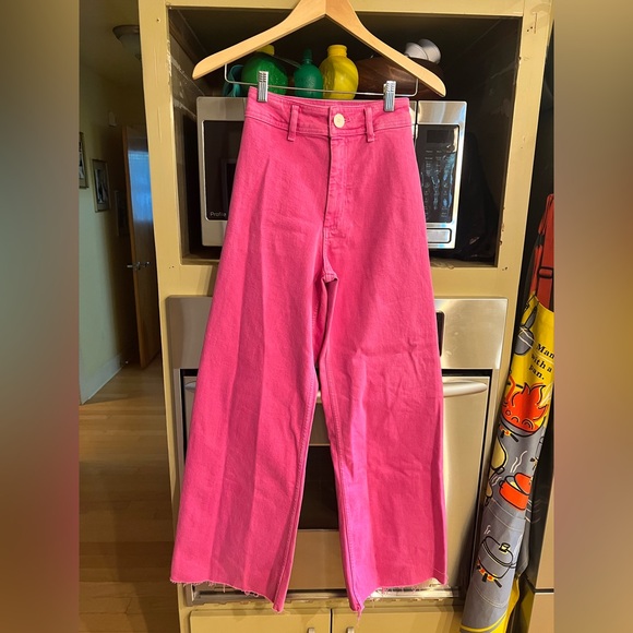 Zara High Rise Pink Wide Leg Jeans Sz.0 EUC 28” inseam - Picture 1 of 3